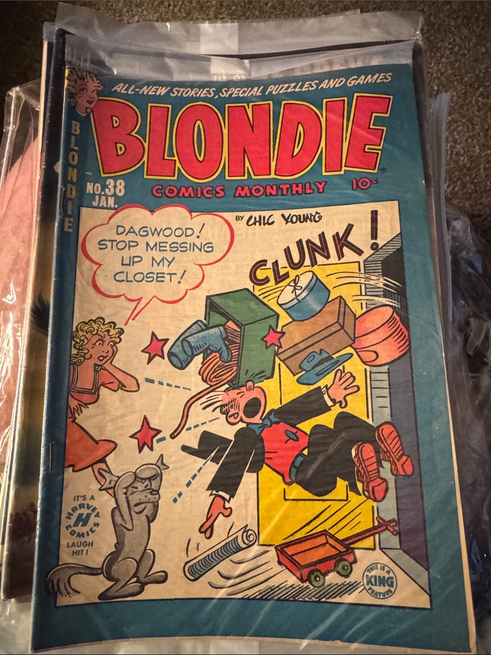 Blondie Comics Monthly No. 38 Vintage Comic - Blue, Red, Yellow